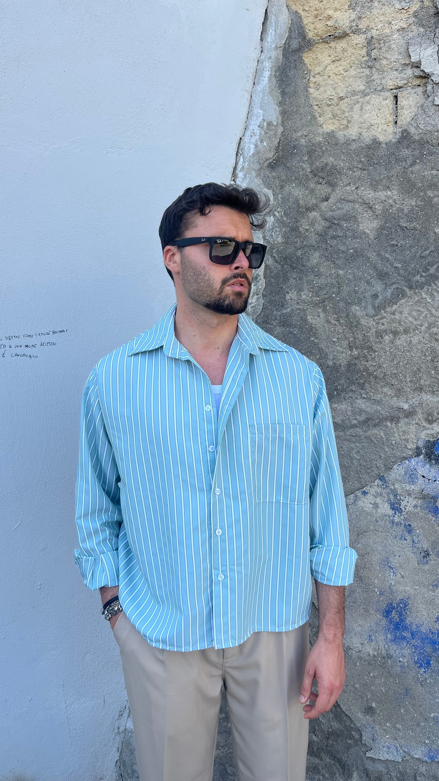 CAMICIA CROP RIGATA