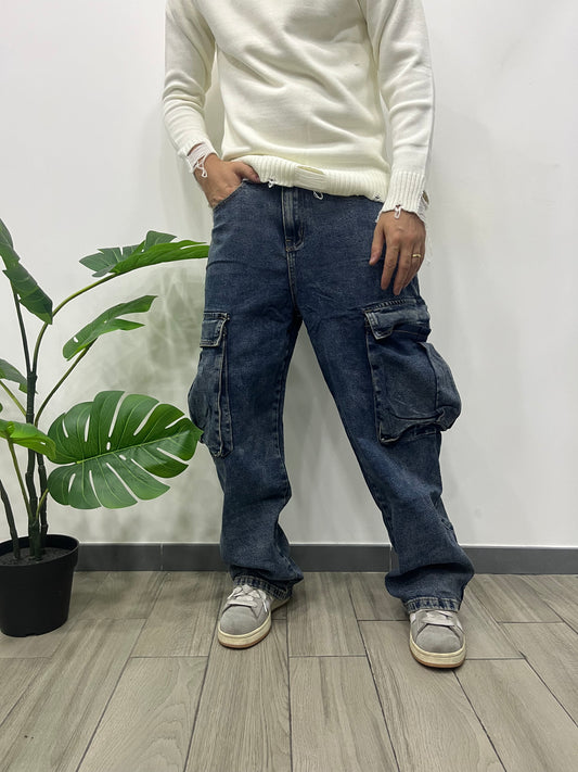 Denim cargo sabbiato